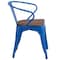 Flash Furniture Blue Metal Chair with Wood Seat and Arms, PK4 4-CH-31270-BL-WD-GG - alternate 8
